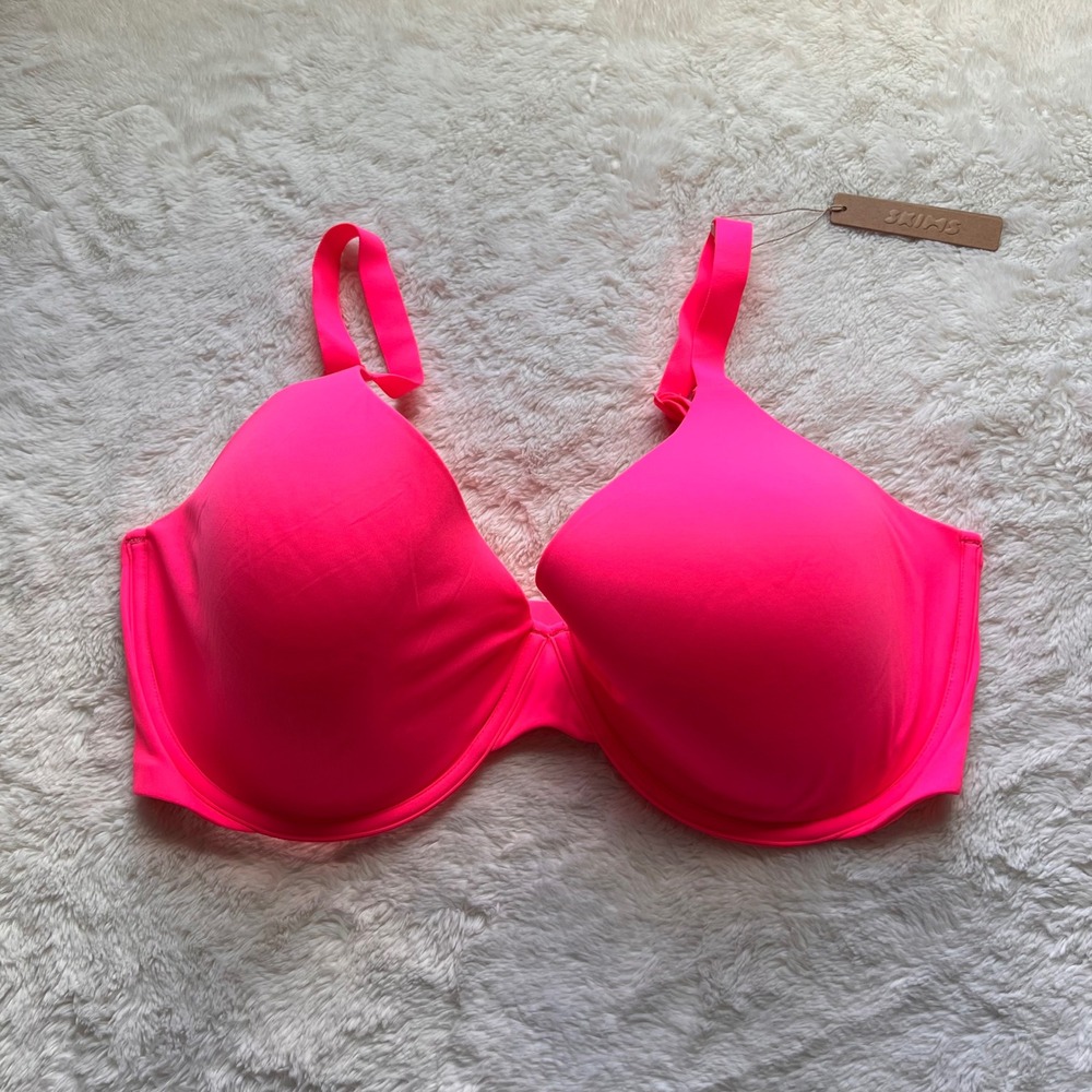SKIMS Fits Everybody Scoop Plunge Bra Neon Pink Size 40DDDD BR-UWR-1997 NWT